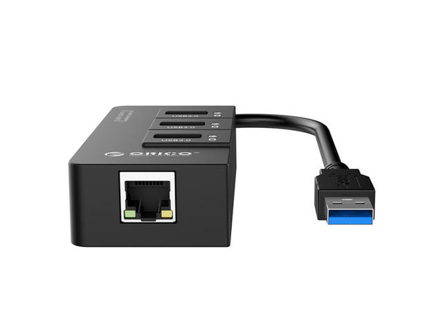 Кабели и Адаптери Orico USB3.0 to USB3.0 * 3 / Gigabit Ethernet Adapter (HR01-U3)