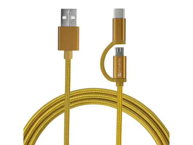 Кабели и Адаптери 4smarts ComboCord MicroUSB + USB-C cable Gold
