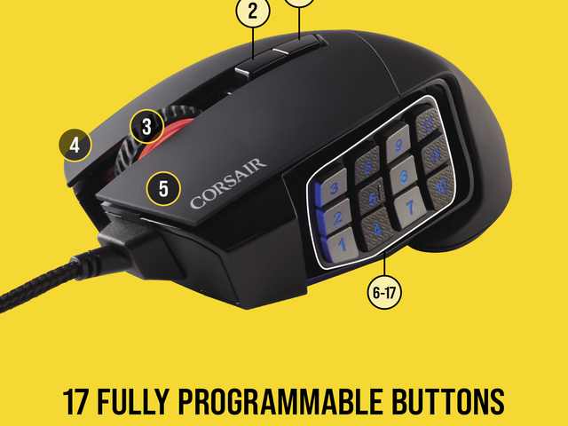 Мишки Corsair SCIMITAR RGB ELITE Optical MOBA/MMO Gaming Mouse