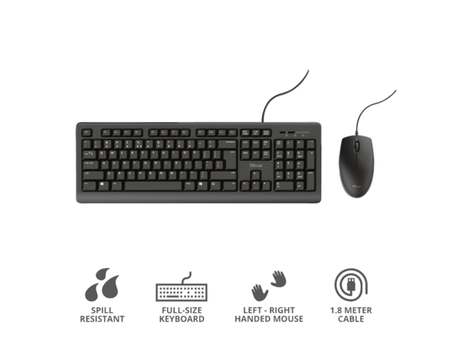 Клавиатури TRUST Primo Keyboard & Mouse BG Layout