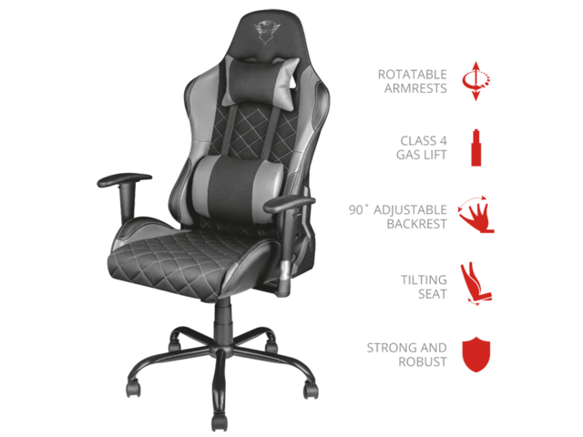 Геймърски столове TRUST GXT 707G Resto, в сиво