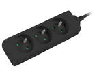 Разклонители Lanberg power strip 1.5 m, 3 гнезда, Black