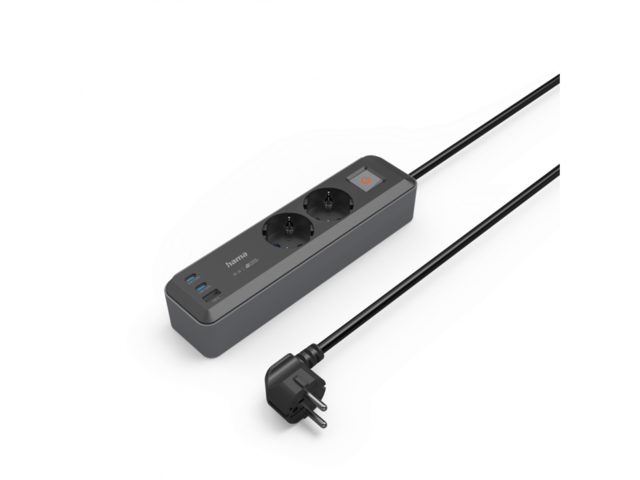 Разклонители Hama разклонител 2 гнезда, USB-C/A 65 W