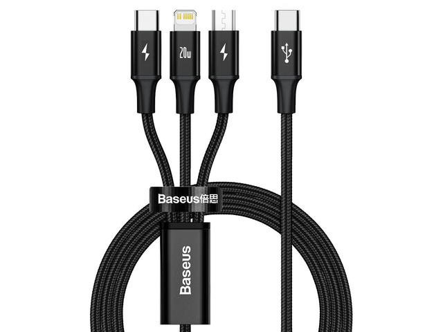 Кабели и Адаптери Baseus Superior 3 в 1, 1.5м CAMLT-SC01 - черен