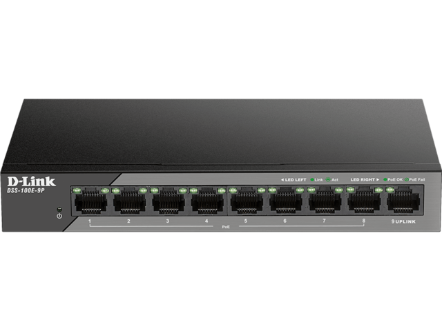 Мрежово оборудване D-Link DSS-100E-9P