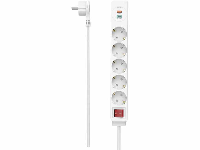 Разклонители Hama разклонител 5 гнезда, USB-C/USB-A 18 W