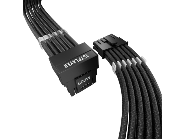 Кабели за компоненти 1stPlayer Custom Sleeved Modding Cable Black - PCIe 5.0 12VHPWR M/M