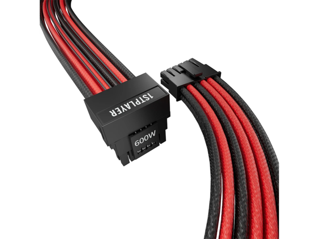 Кабели за компоненти 1stPlayer Custom Sleeved Modding Cable Black/Red - PCIe 5.0 12VHPWR M/M