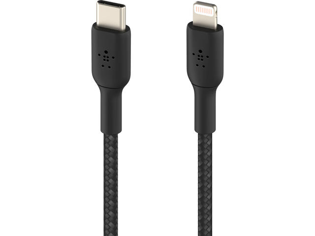 Кабели и Адаптери Belkin BoostCharge Braided USB-C към Lightning Cable , 2 метра, черен