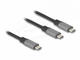 Кабели и Адаптери Delock Кабел USB-C, Y-кабел, 2 x USB-C PD 3.0, 100 W, 1.2 метра