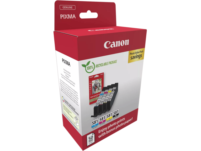 Консумативи Canon CLI-581 BK/C/M/Y Ink Cartridge + Photo Paper Value Pack