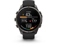 Смарт часовници Garmin fēnix® 9 Pro, inReach® - 47 мм - Carbon Gray DLC Titanium с Black/Pebble Grey силиконова каишка