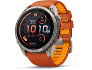 Смарт часовници Garmin fēnix® 9 Pro, inReach® - 51 мм -  Titanium с Autumn Orange/Spark Orange силиконова каишка